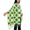 Foulards Femmes Écharpe Drapeau Brésilien Hiver Châles Mince Wrap Dame Gland Chaud Poilu Bufanda Étole