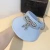 Cappelli a tesa larga Cappello da sole estivo senza testa Cappello da sole fatto a mano con fiocco in strass Paralume in seta bifacciale Protezione UV per esterni Vuoto Top femminile