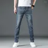 Mäns jeans Simple Leisure Business Men High Quality Stretch Light Blue Denim Fashion Pleated Retro Pocket Skinny Trousers Pants 28-40