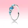 Piedra azul CZ Diamante ANILLO de boda Mujeres Niñas Regalo Joyería para Pandora 925 Anillos de compromiso de plata esterlina con caja original Hig278q