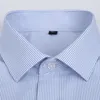 Camisas casuais masculinas plus size S a 8xl camisas formais para homens listradas de manga comprida não ferro vestido slim fit sarja sólida social roupas masculinas 230729