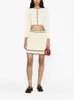 Two Piece Skirt Set European fashion brand Crew-neck cardigan pleated high-waisted skirt