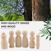 Decorative Flowers Wreaths 50pcs Painted Wooden Figures Peg Dolls Natural Unfinished Family DIY Doll People houten poppetjes 230729