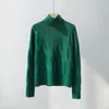 Damessweaters groene pullover kasjmier trui ronde hals coltrui met lange mouwen voor dames