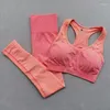 Set attivi Completo sportivo da donna Palestra Set da yoga Abbigliamento fitness Ombre Leggings senza cuciture Reggiseno imbottito sportivo 2 pezzi da corsa