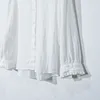 Blouses pour femmes coton à volants chemise pour femmes 2023 printemps automne artistique rétro à manches longues solide simple boutonnage blanc Blusas