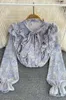 Women's Blouses Bowknot Falbala Chiffon Unlined Upper Garment Of Female Design Feeling Small Loose Floral Blouse