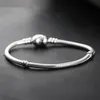 Bracelet de créateur Pandora en forme de cœur, plaqué argent, charmant bracelet en chaîne serpent, cadeau d'anniversaire pour femmes et enfants
