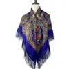 Scarves 120 120cm Women Russian Style Floral Printed Bandana Shawl Retro Flower National Square Scarf Babushka Hair Wrap Hijab