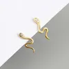 Hoop Earrings 925 Silver Punk Style Gold Color Animal Snake Zirconia Long Smooth Earring Kid Baby Women Brinco Pendientes 2023