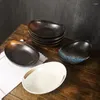 Dinnerware Sets Japanese Ceramic Ingot Bowl Creative Tableware Irregular Soup Plate Oval Salad