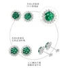 Stud Earrings S925 Silver Inlaid Natural A Goods Jade Sun Green Petals Pure Jadeite Stone High Grade Fashion Women 's Jewelry