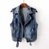 Tank Top Denim Vest Women's Korean Spring and Autumn New Short Versatile Broken Motorcycle Jacket