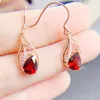 Dangle Earrings Natural Real Red Garnet Leaf Style Drop Earring 925 Sterling Silver 0.7ct 2pcs Gemstone Fine Jewelry T23626