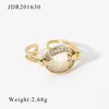 18K Gold Copper Zircon Open Ring Fashion Vintage Letter Ring Geometric Ring Women Adjustable Crystal Butterfly Finger Ring