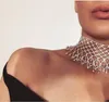 Tour de cou étincelant creux collier chaîne strass collier gemme cristal gros femmes fête bijoux cadeaux