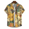 Männer Casual Hemden 2023 Sommer Hawaiian Strand Meer Blumen Grüne Blätter Hemd Für Männer Button Up Dünne Kurzarm Koreanische mode Kleidung