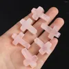 Collane con ciondolo 1 pz Pietra di cristallo naturale Croce Quarzo rosa Avventurina Cristalli curativi Charms per creazione di gioielli fai-da-te