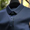 Camisa Polo Masculina de Alto Nível Designer 2023 Verão Lapela Impressa Ice Silk T-Shirt Para Manga Curta Tendência Coreana Uso Casual