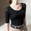 Женские футболки T Высококачественный 2023 Wome Elastic Force Force Fort Fort Spring Sexy Sexy Tops Tops одежда для боди моды Tees y2k