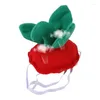 Abbigliamento per cani Cappello a fragola per gatto Carino Halloween con cinturino regolabile Costume Puntelli per animali domestici