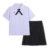 Set di abbigliamento Uniforme scolastica tailandese Girocollo Camicia da studente di classe JK Tailandia Set di gonna a pieghe alta da ragazza Seifuku