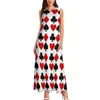 Vestidos casuais Poker Card Dress Hearts Diamonds Clubs Spades Vintage Maxi Street Style Bohemia Long Print Vestido Grande tamanho 5xl