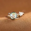 Anello girevole pianeta luna stella luna Pietra di luna Anello girevole regolabile per decompressione dell'ansia per regalo di gioielli da donna