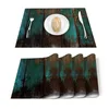 Masa Runner 4/6pcs Set Paspaslar Vintage Ahşap Tahıl Doku Baskı Peçete Mutfak Aksesuarları Ana Partisi Dekoratif Placemats