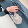 Evening Bags Transparent crystal hanging ring handmade bag 2023 white chain handbag net red bead 230729