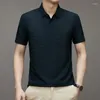 Herren T-Shirts CASUMANL Sommerhemd für Männer 2023 Mode Jacquard-Webart Solide Umlegekragen Business Casual Arbeits-T-Shirt