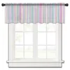 Curtain Colorful Striped Texture Short Tulle Curtains For Kitchen Cafe Sheer Voile Half-Curtain Bedroom Doorway