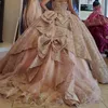 ピンクの恋人Quinceaneraドレス付きボールガウン誕生日ガウンアップリケチュールレースアップスイート16ドレスVestidos de 15