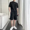 Mens Tracksuits 2023 Summer Sets Fashion Loose Casual Short Sleeved T Shirt Sports Knee Length Shorts Two-piece Black/White/Gray 3XL-M