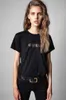 23SSデザイナータイドTシャツZADIG VOLTAIRE Tシャツデザイナークラシックレター女性ブロンズプリントブラックウーマンラウンドネックショートスリーブトップスコットンTシャツ夏