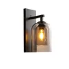 Lámpara de pared Modern Grey Cognac Glass Lights E27 Bombilla Black Metal Dormitorio Vestíbulo Pasillo Comedor Buen paquete