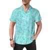 Men's Casual Shirts Aqua Roses Abstract Flower Print Beach Shirt Summer Fashion Blouses Men Graphic Big Size 3XL 4XL