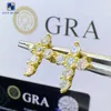 Projektant biżuterii Hip Hop Moissanite unisex uszy luksusowe kolczyki krzyżowe męskie GRA 925 srebrne kolczyki dla kobiet
