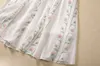 Herfst Witte Bloemenprint Panelen Chiffon Jurk Met Lange Mouwen Ronde Hals Lange Maxi Casual Jurken A3Q191341 Plus Maat XXL