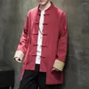 Männer Trenchcoats Frühling und Herbst chinesische Baumwolle Leinen Mantel lose mittellange Strickjacke Jacke falsche zweiteilige Kleidung