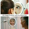 10X Espelho de Maquiagem Ampliador Pescoço de Ganso Espelho de Ampliação para Banheiro + Luz LED
