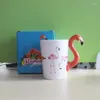 Muggar 3D Flamingo Mug Handmålad keramisk kaffekopp söt djur