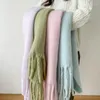 Schals 2023 Winter Schal und Wrap Bandana Pashmina Quaste Weibliche Foulard Dicke Decke Luxus Kaschmir Helle Feste Farben Frauen Schal