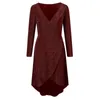 Casual Dresses Autumn Spring For Women 2023 Elegant V Neck Long Sleeved Dress Bright Silk Tuxedo Fashion Womens Vestidos