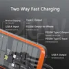 Mobiltelefon Power Banks 43800MAH PD 20W Solar Power Bank med kabel Fast Qi Wireless Charger för iPhone 13 Samsung S22 Xiaomi Powerbank med ficklampan L230824