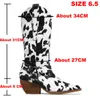 Laarzen Vrouwelijke Chelsea Laarzen Kudde Koe Print Chunky Hak Pointer Teen Westerse Laarzen Comfy Casual Schoenen Vrouw Mode 230729