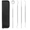 Ensembles d'outils à main professionnels 4 5 PCS Outils pour kit de grattoir à dents Dentifrices en acier inoxydable Dentiste Chercher Miroir Instruments292h