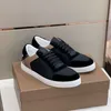 New Men Paris Genuine Leather Lace-up Casual sports shoes Checkered stripe running fashion sneakers Flat shoess White black