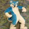 Rabattfabrik Blue Fox Long Hair Mascot Costume For Adults Christmas Halloween Outfit Fancy Dress Suit275x