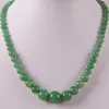 Chains Green Aventurine Graduated Round Beads Necklace 18 Inch Jewelry F201